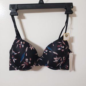 NWT Black Floral Bra by Adrienne Vittadini Size 34C